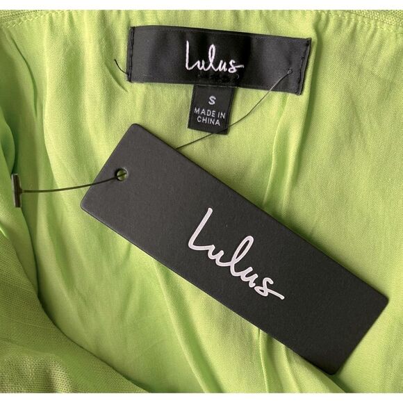 NWT Lulus Favorite Find Lime Green Linen Mini Dress With Pockets, Size Small - Picture 7 of 13